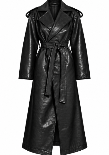 Sophie black eco leather coat 