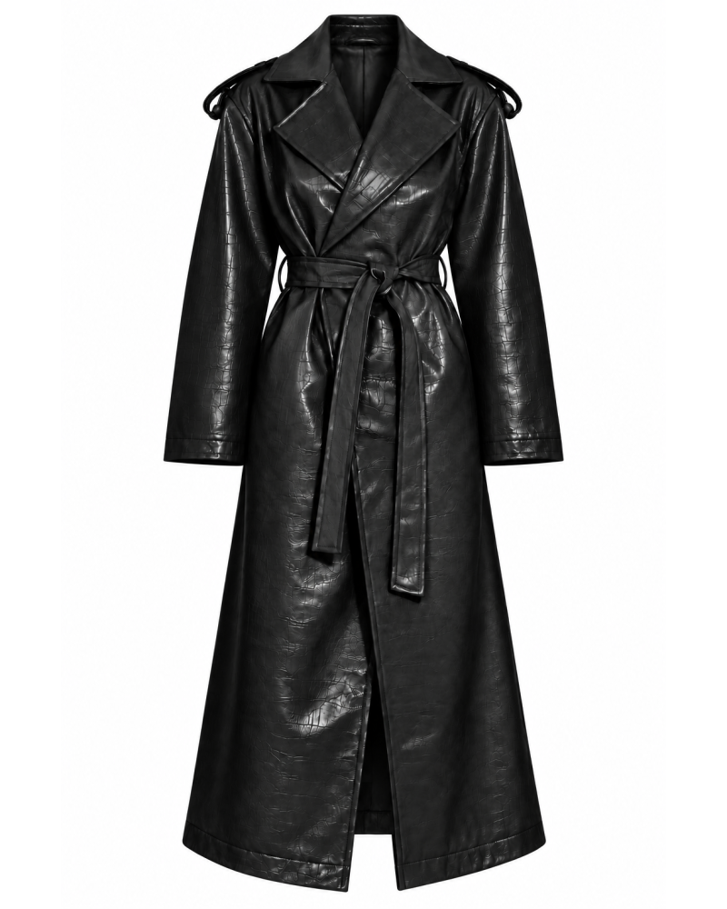 Sophie black eco leather coat 