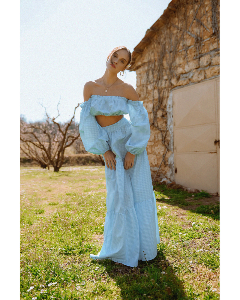 Bardot baby blue vichy crop top 