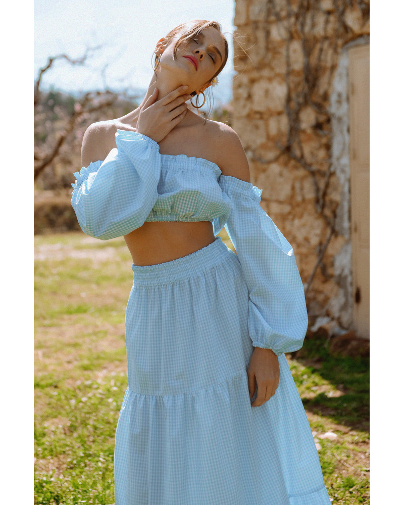 Bardot baby blue vichy crop top 