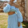 Bardot baby blue vichy crop top 