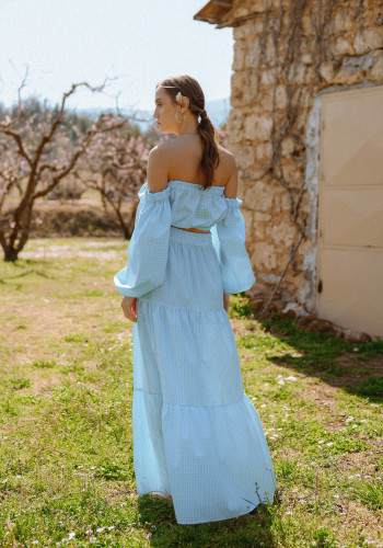 Bardot baby blue vichy crop top 