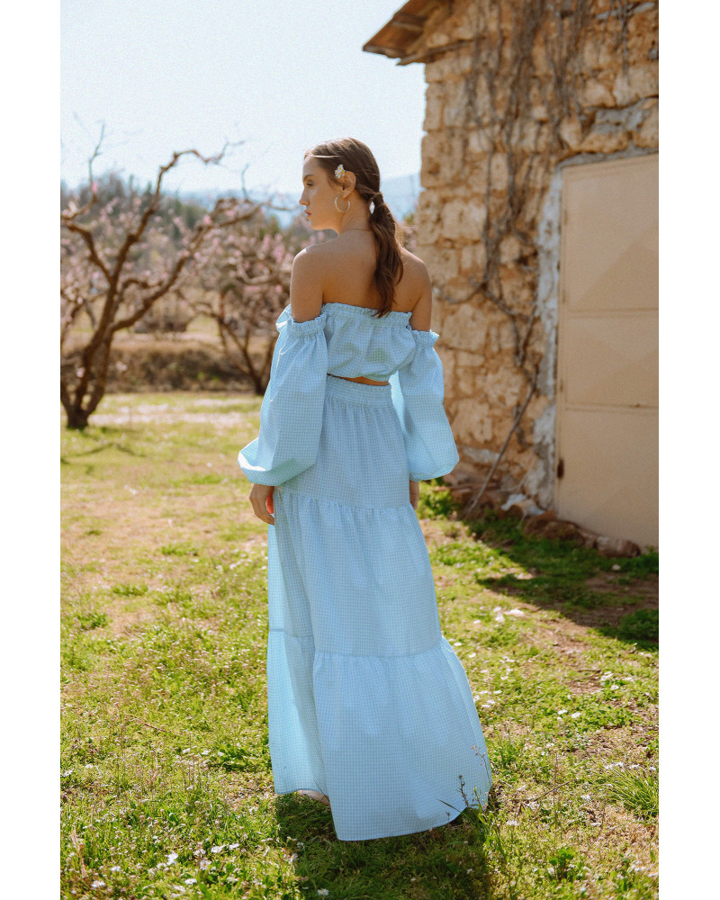 Bardot baby blue vichy crop top 