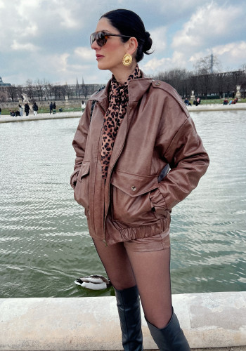 Nicole brown bomber jacket 