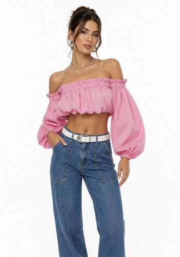 Pink Bardot crop top 