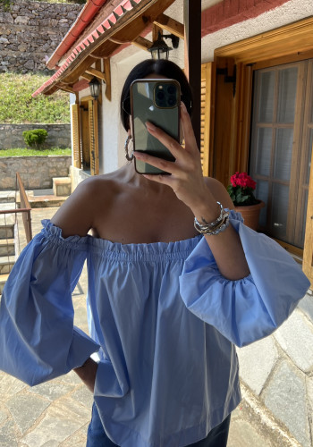 Bardot baby blue top 