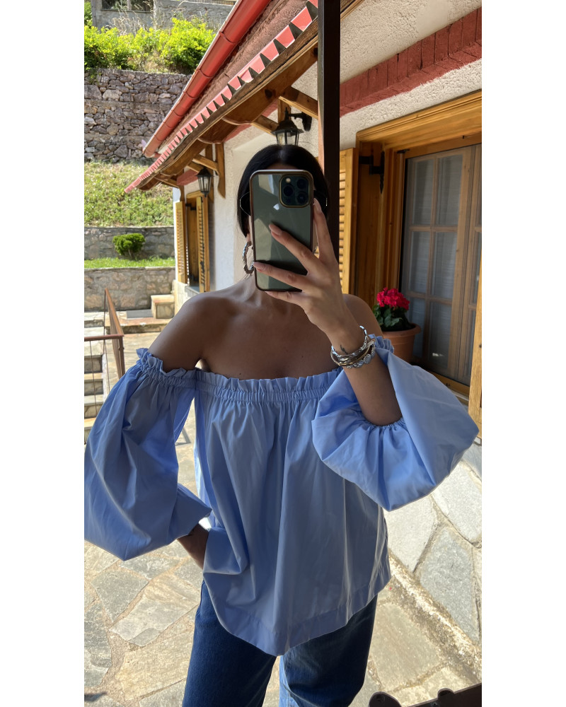 Bardot baby blue top 