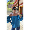 Bardot turquoise top 