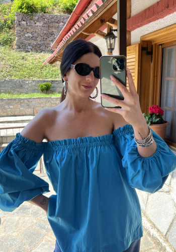 Bardot turquoise top 