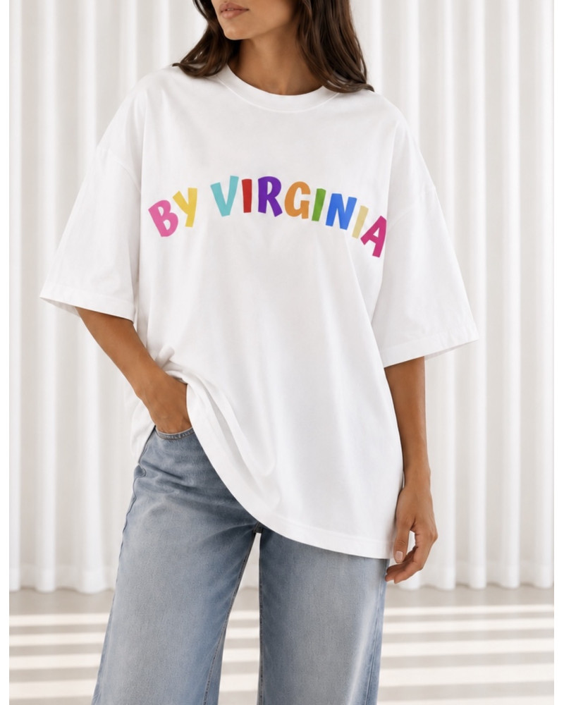 By Virginia colourful white T-shirt 