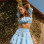 Bardot Vichy baby blue skirt 