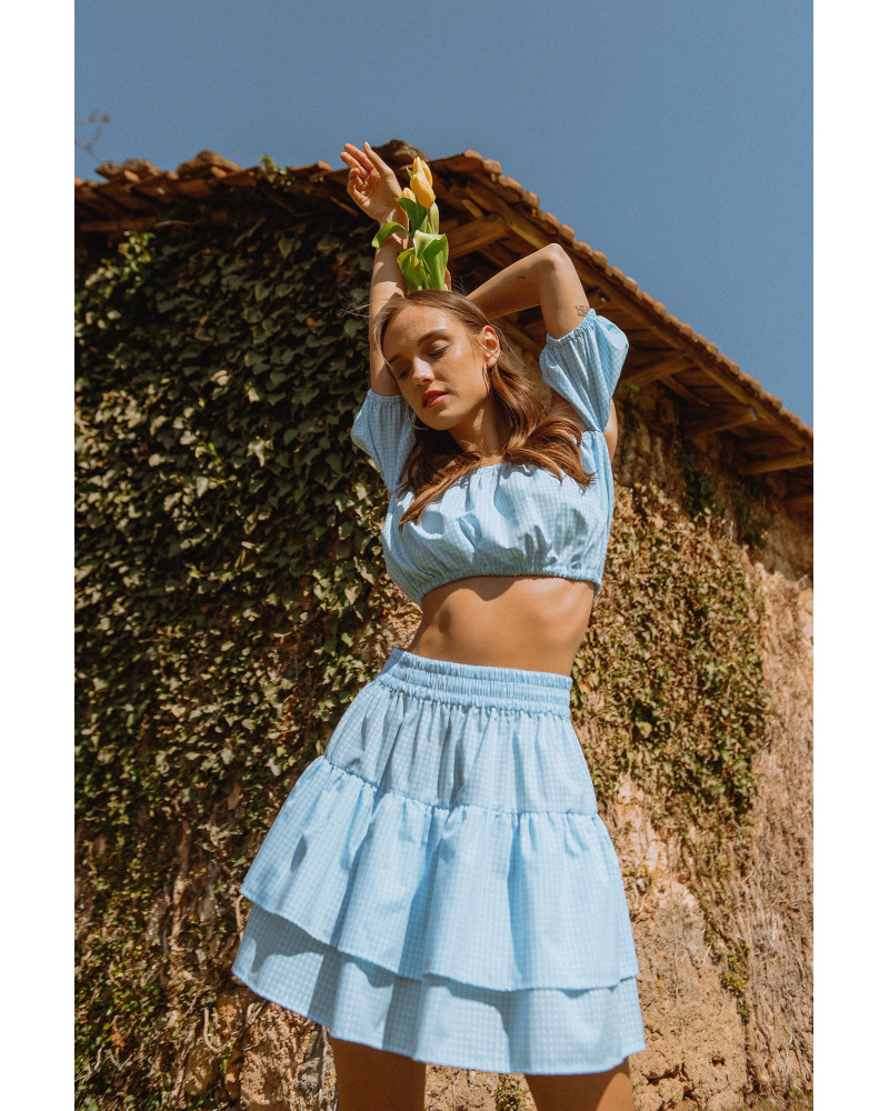 Bardot Vichy baby blue skirt 