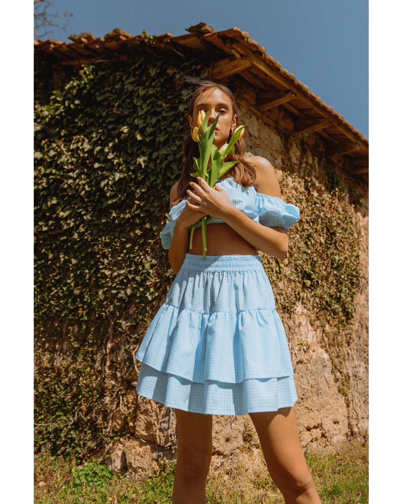 Bardot Vichy baby blue skirt 