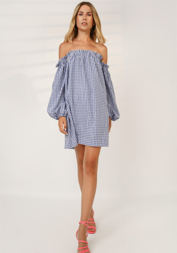 Bardot blue vichy dress 