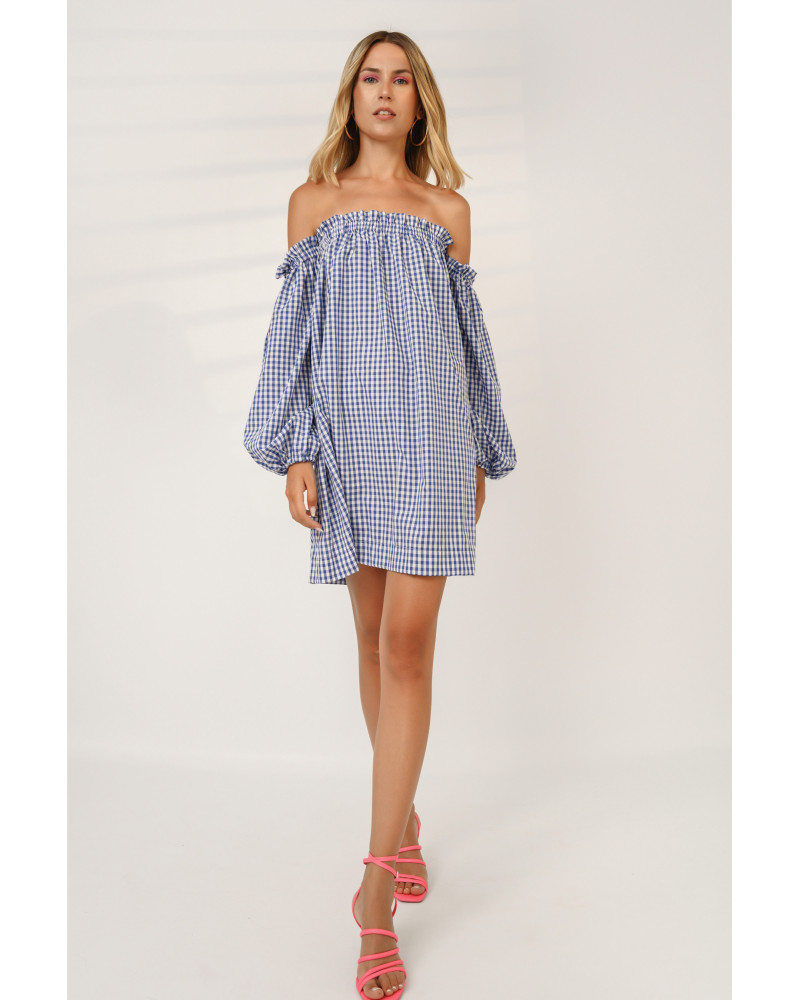 Bardot blue vichy dress 