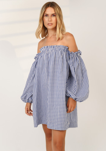 Bardot blue vichy dress 