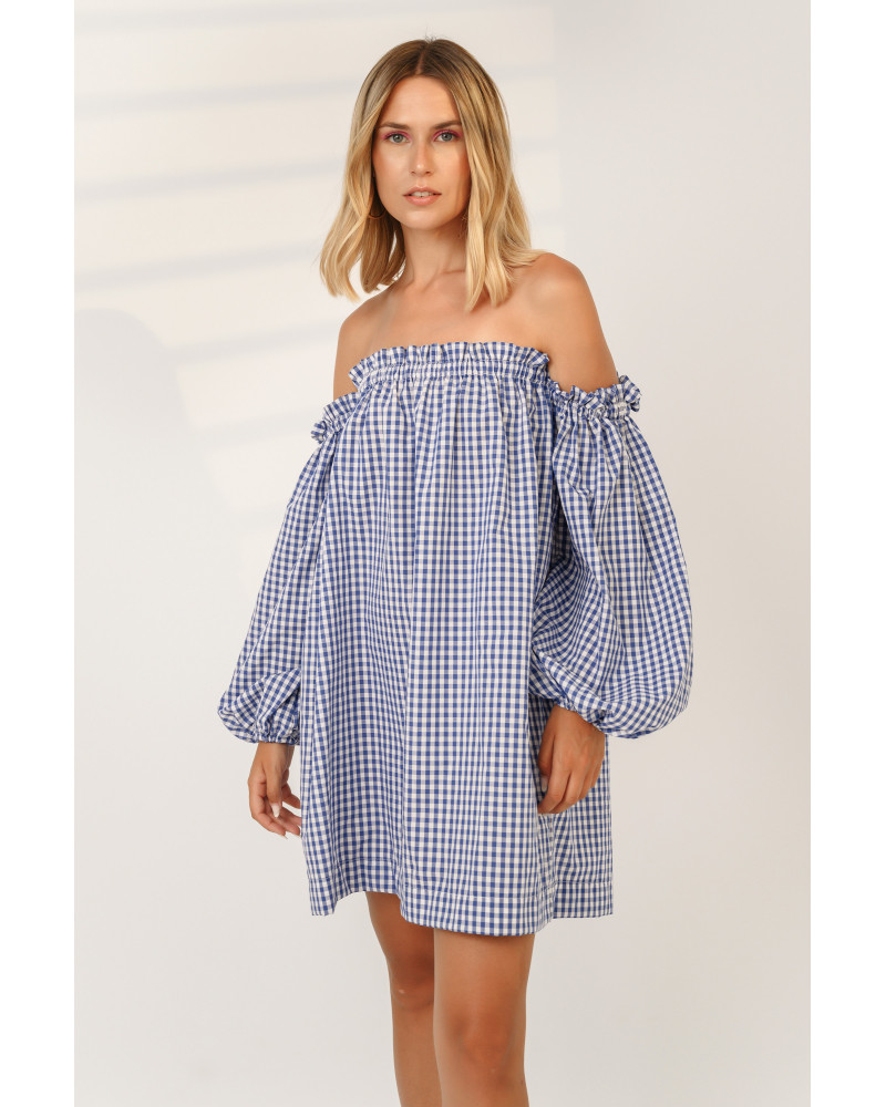 Bardot blue vichy dress 