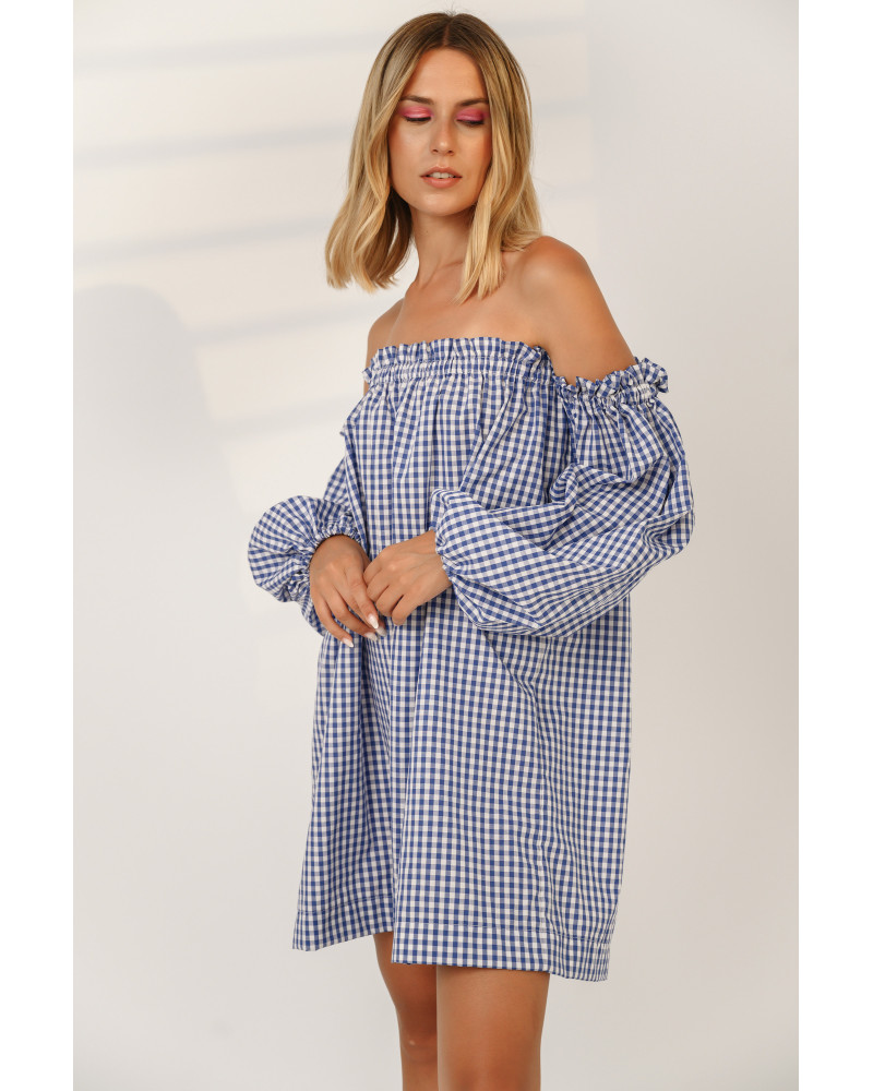 Bardot blue vichy dress 
