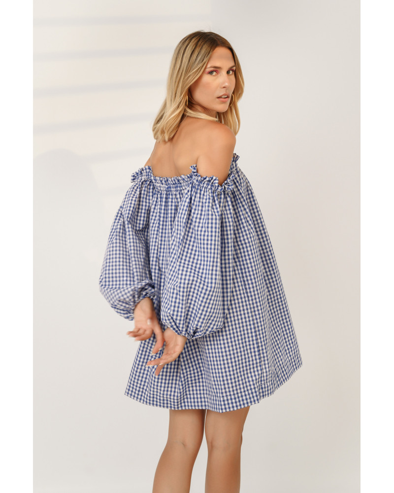 Bardot blue vichy dress 