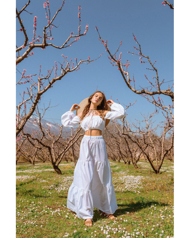 Bardot white crop top 