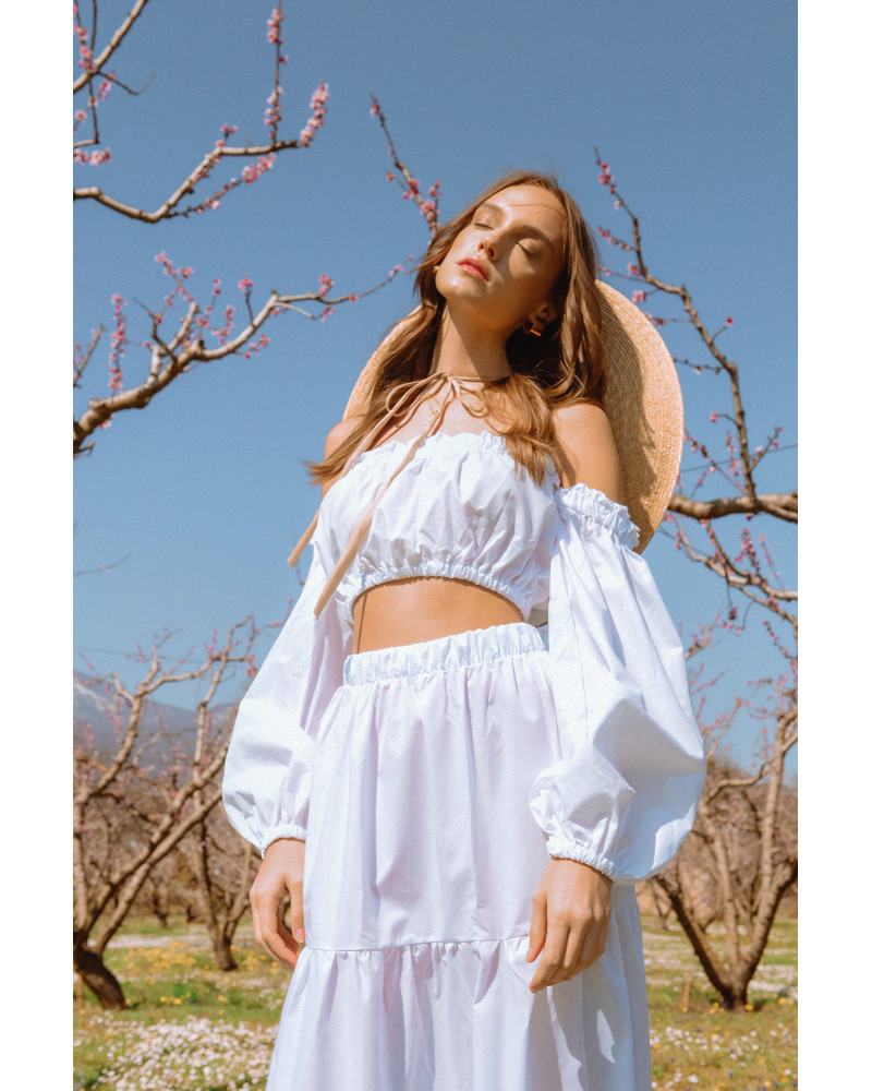 Bardot white crop top 