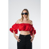 Red Bardot crop top 