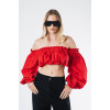 Red Bardot crop top 