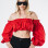 Red Bardot crop top 