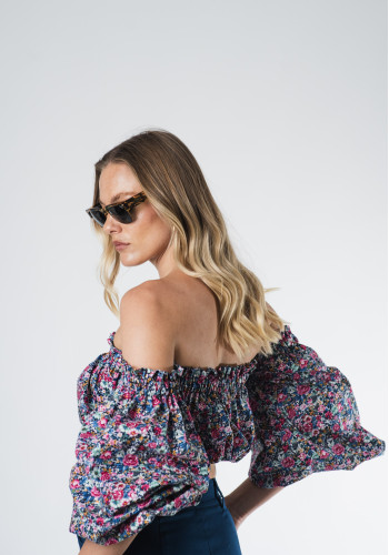 Bardot floral crop top 