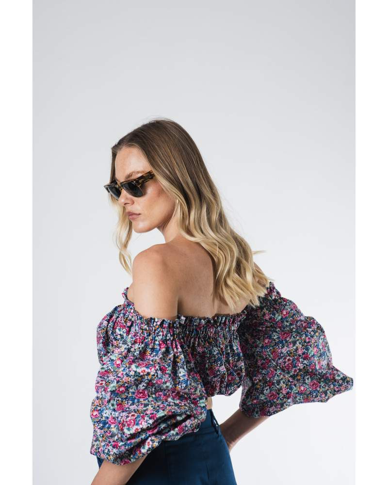 Bardot floral crop top 