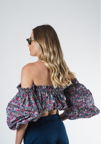 Bardot floral crop top 