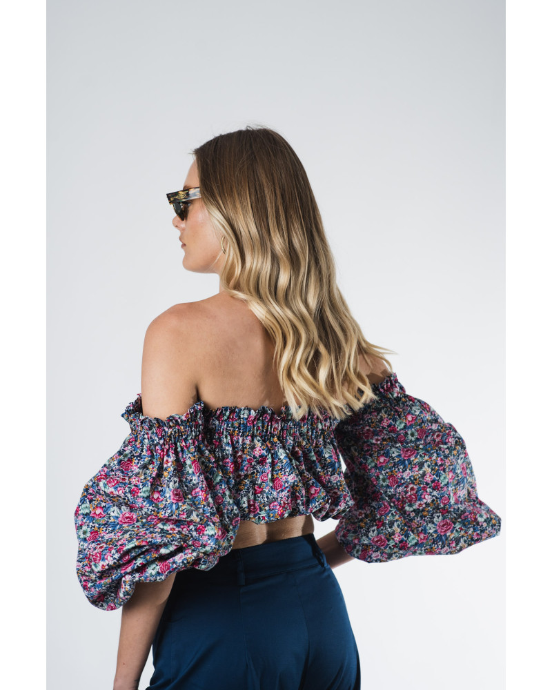 Bardot floral crop top 