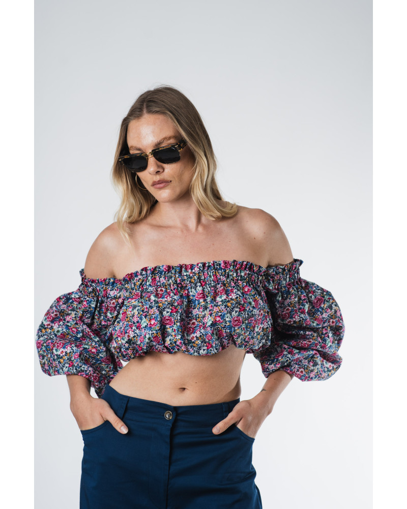 Bardot floral crop top 