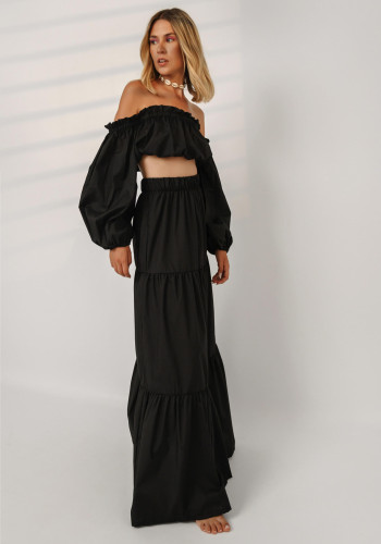 Bardot black crop top
