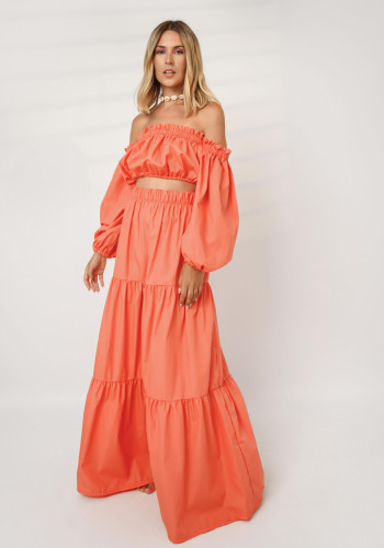 Bardot orange crop top 