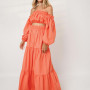 Bardot orange crop top 