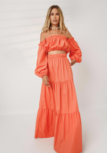 Bardot orange crop top 