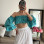 Turquoise Bardot crop top